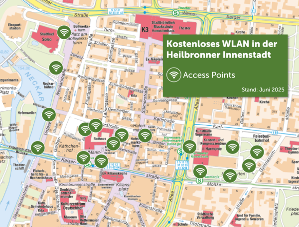 Übersichtskarte des kostenfreien WLAN-Netzes in Heilbronn