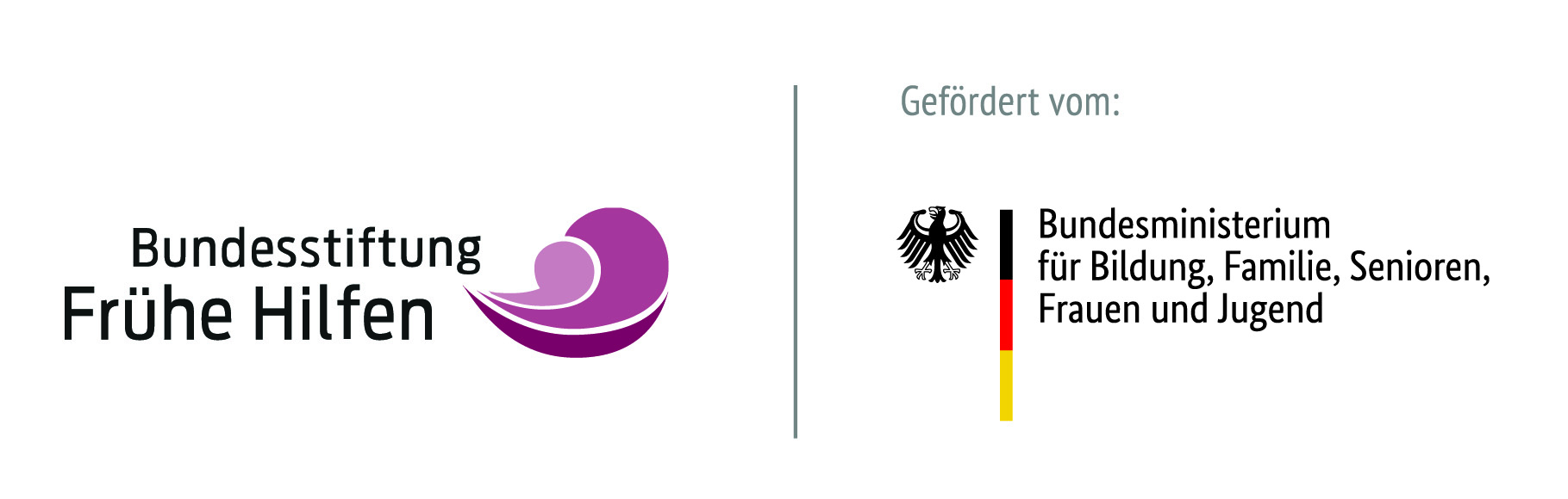 Logo Bundesstiftung Frühe Hilfen - Gefördert durch Bundesministerium für Familie, Senioren, Frauen und Jugend