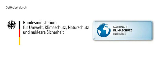 Logo - Gefördert durch: Bundesministerium für Umwelt, Naturschutz und nukleare Sicherheit mit Nationale Klimaschutz Initiative