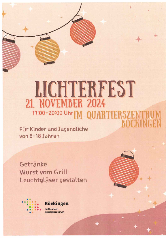 Man sieht ein Plakat, welches das Lichterfest bewirbt