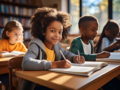 Kind beim Lernen, Hausaufgabenhilfe, KI-generiertes Foto (Stadt Heilbronn/Jürgen Häffner)