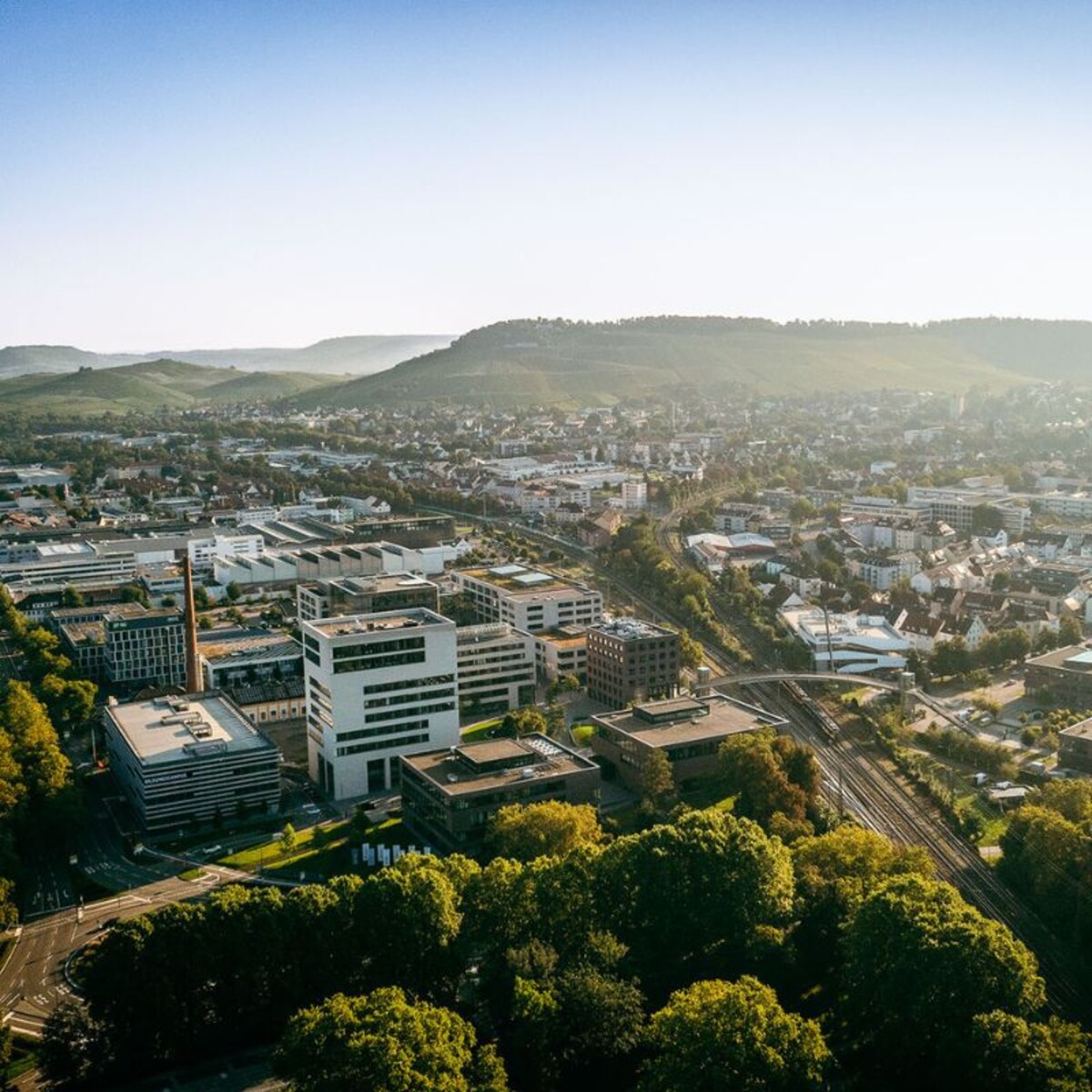 Ein Luftbild. Man sieht den Bildungscampus als Ganzes.