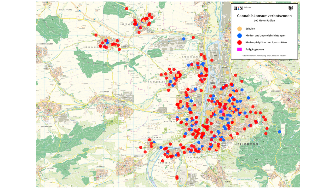 Karte der Cannabisverbotszonen