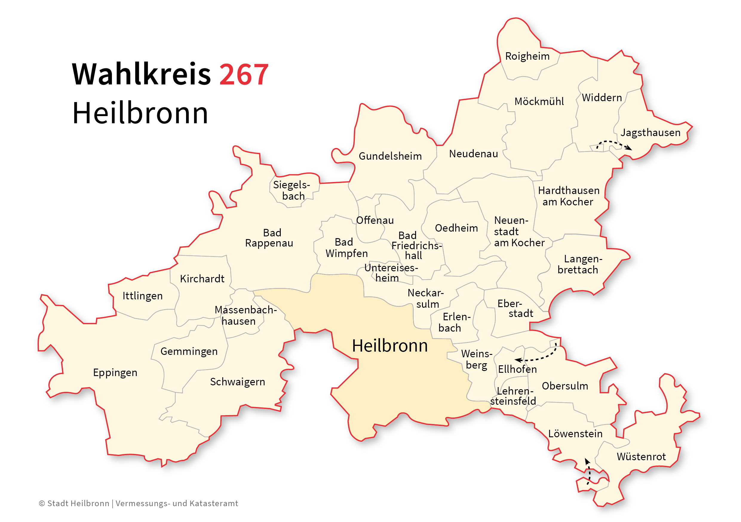 Karte des Wahlkreises 267 Heilbronn