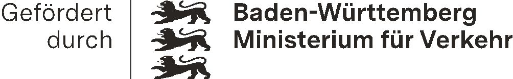 Ein Logo: Gefördert durch Baden-Württemberg Ministerium für Verkehr