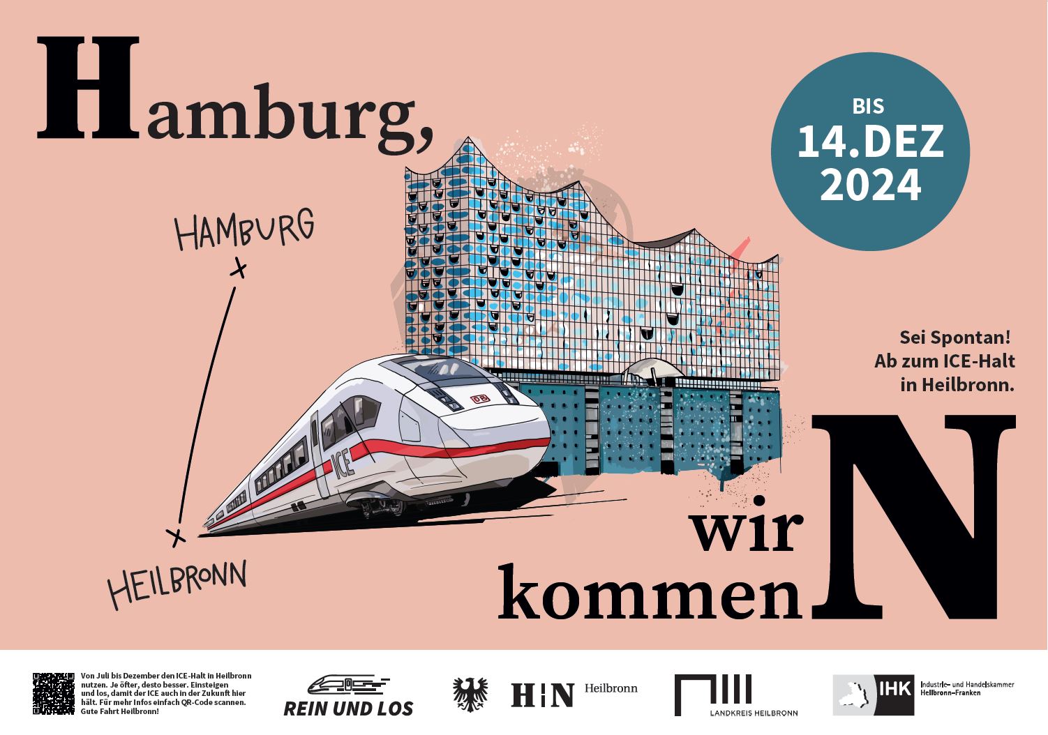 Kampagnenmotiv für die ICE-Verbindung Heilbronn nach Hamburg.