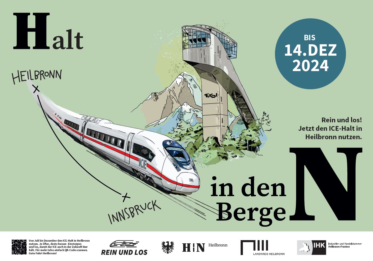 Kampagnenmotiv für die ICE-Verbindung Heilbronn nach Innsbruck.