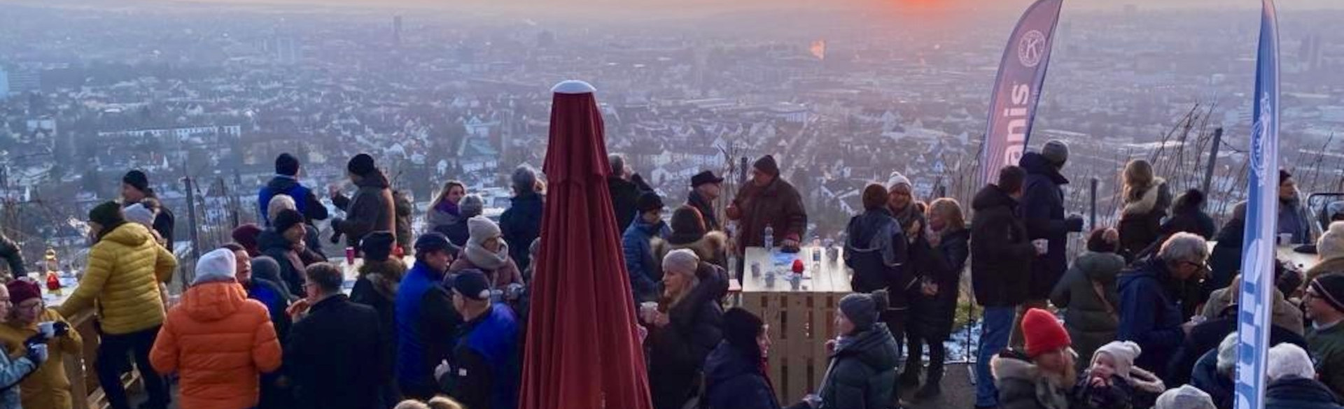 Ein herrlicher Blick vom Wartberg auf die Stadt Heilbronn. Kiwanis und Wir für Heilbronn begrüßen das neue Jahr.