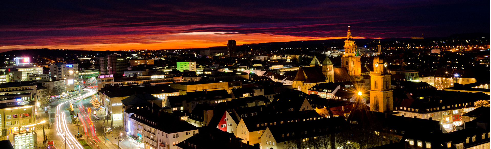 Heilbronn Allee bei Nacht